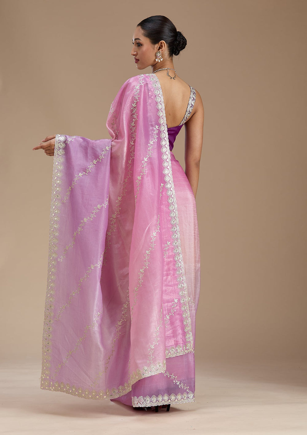Lavender Gotapatti Crepe Saree-Koskii