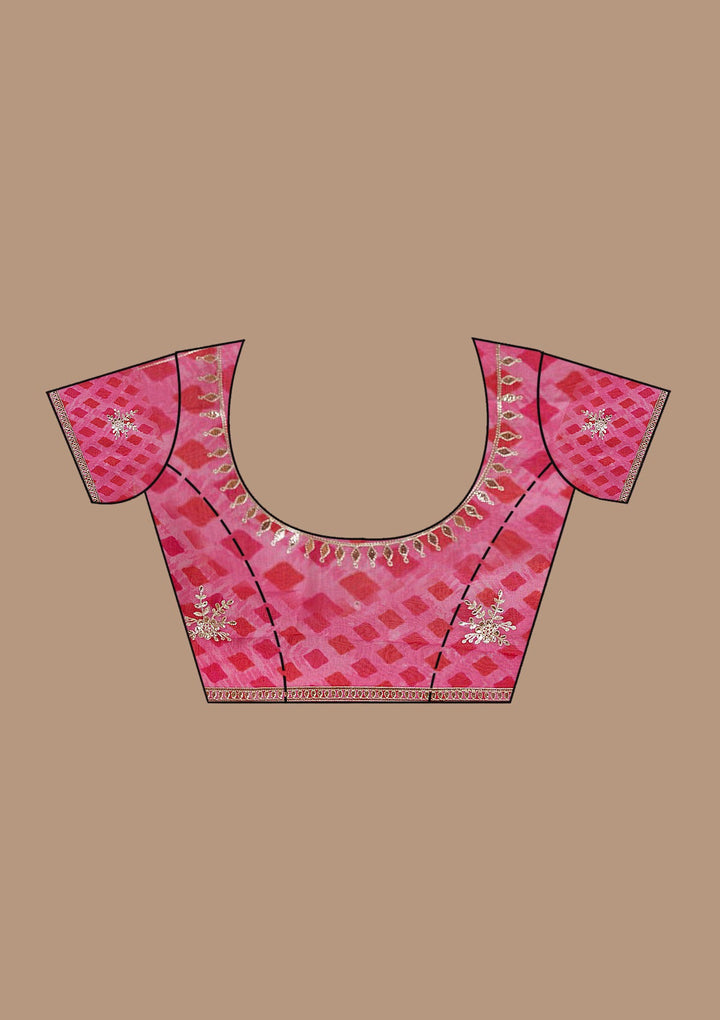 Pink Gotapatti Crepe Saree-Koskii