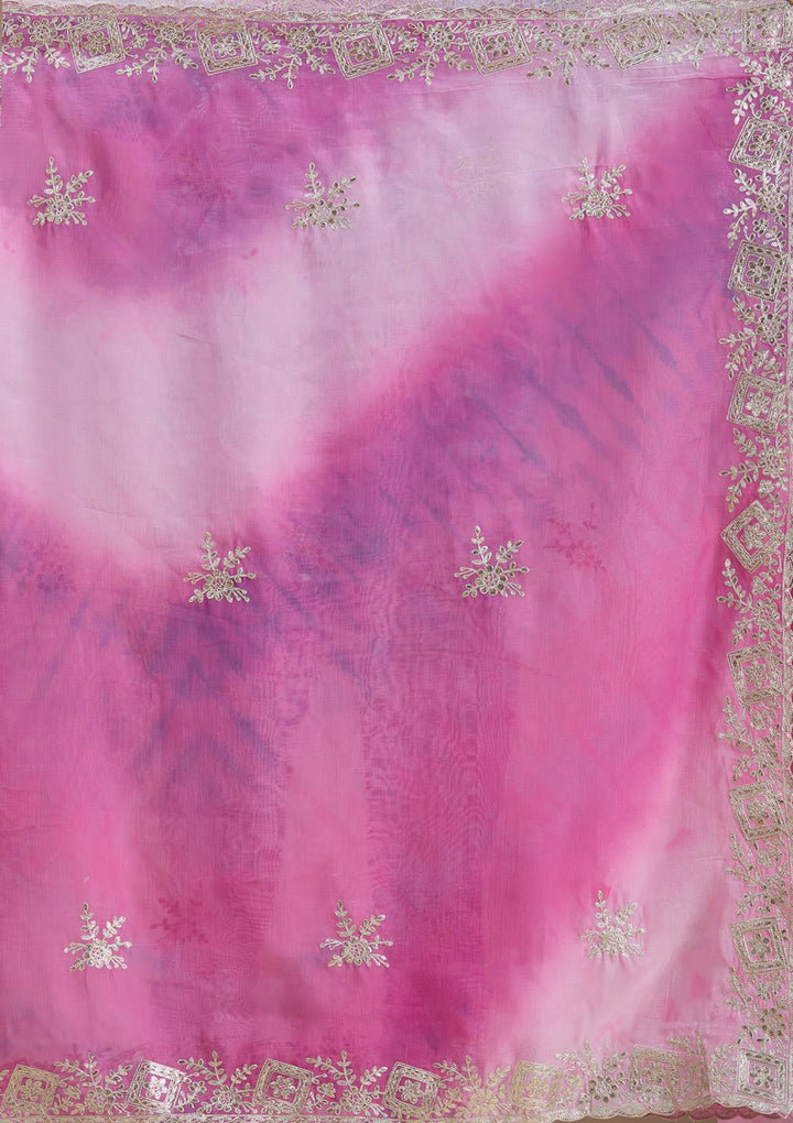 Pink Gotapatti Crepe Saree-Koskii