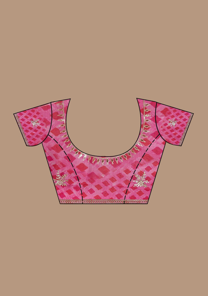 Pink Gotapatti Crepe Saree-Koskii
