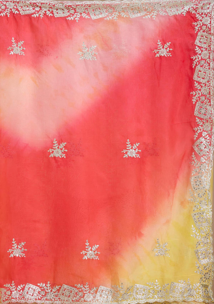 Red Gotapatti Crepe Saree-Koskii