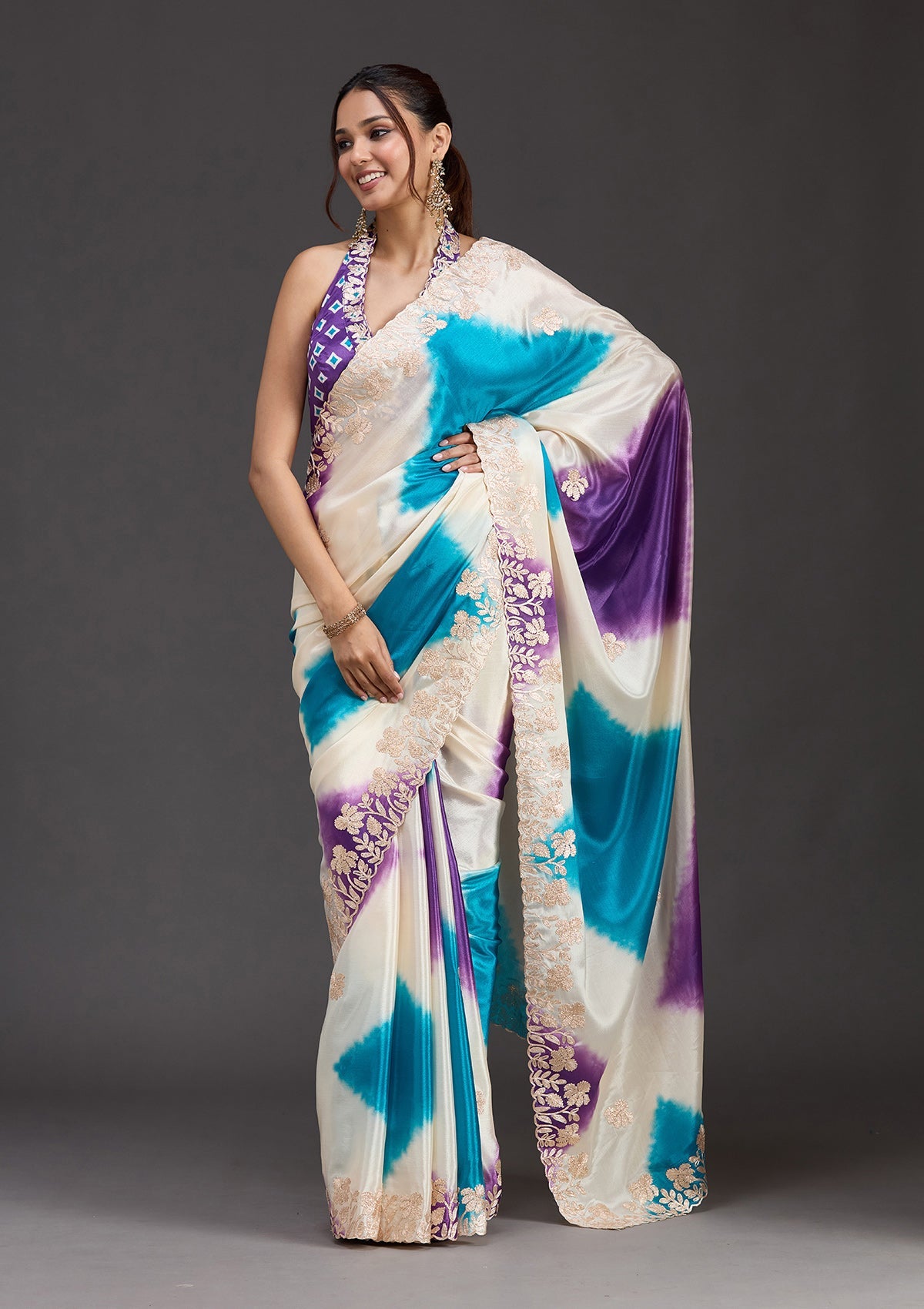 Purple Gotapatti Crepe Saree-koskii