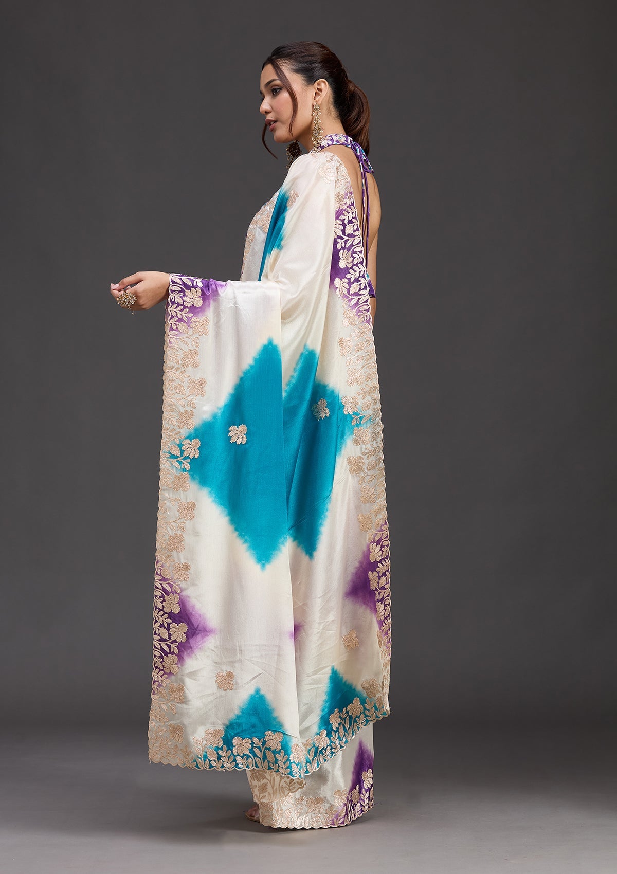 Purple Gotapatti Crepe Saree-koskii