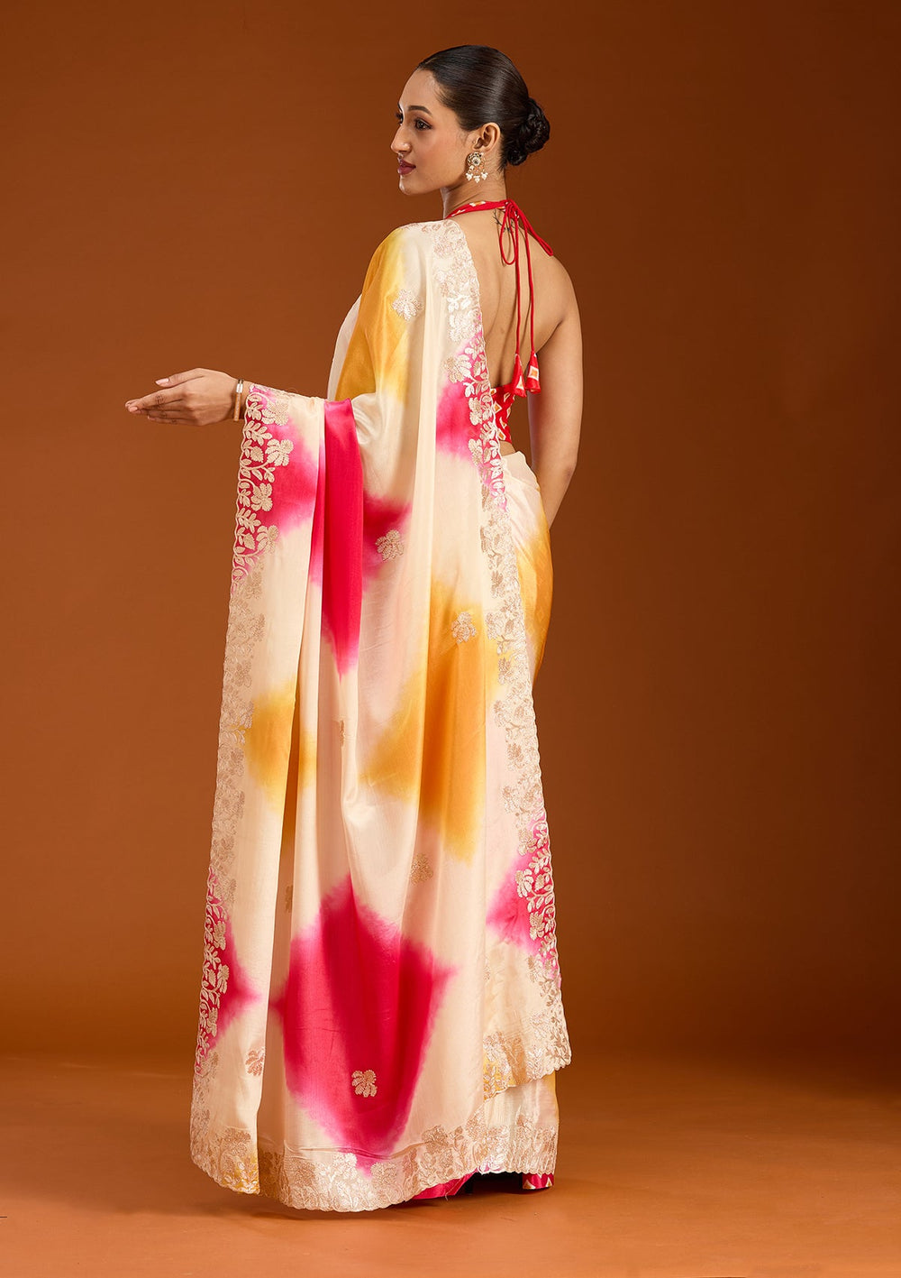 Rani Pink Gotapatti Crepe Saree-Koskii