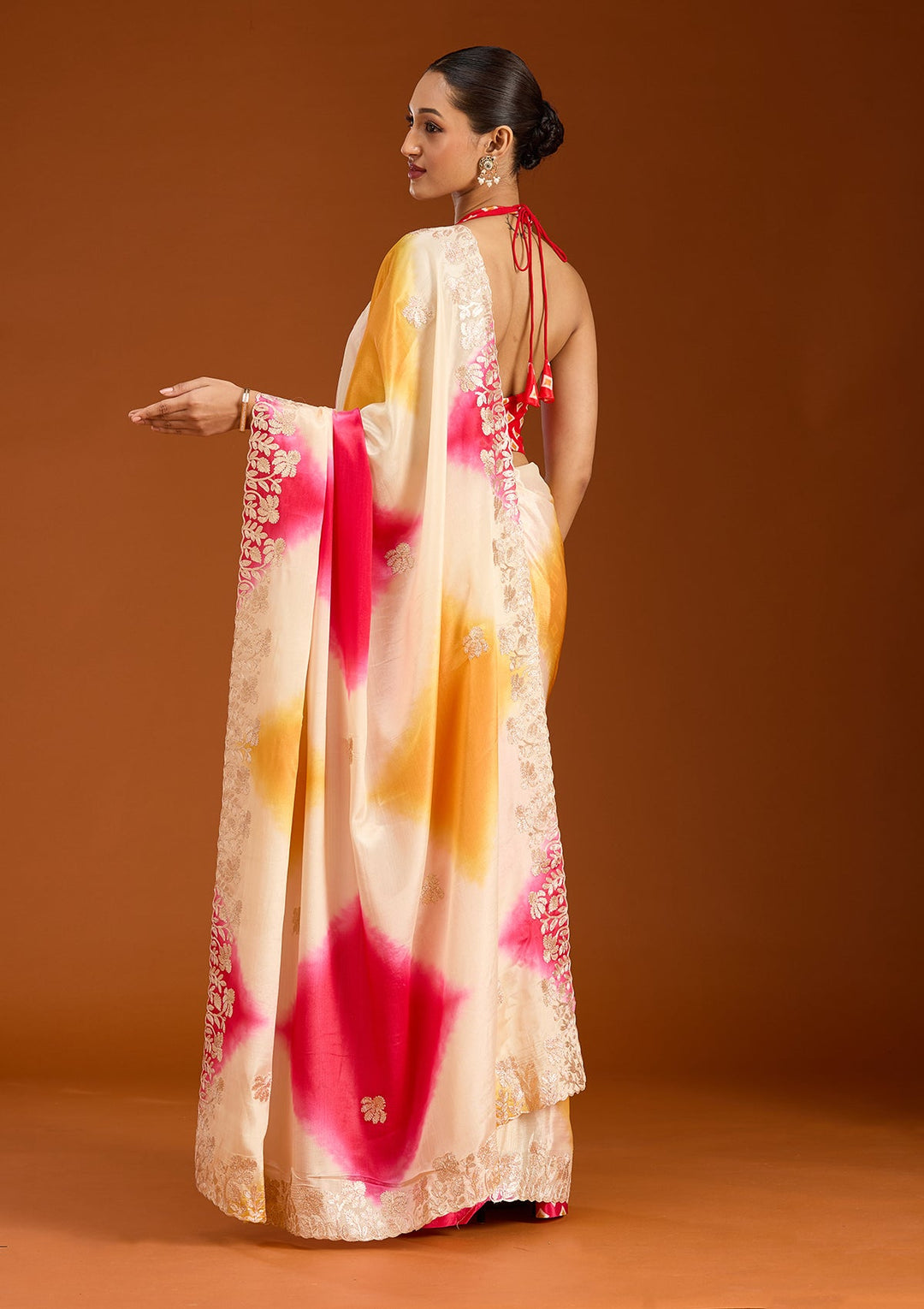 Rani Pink Gotapatti Crepe Saree-Koskii