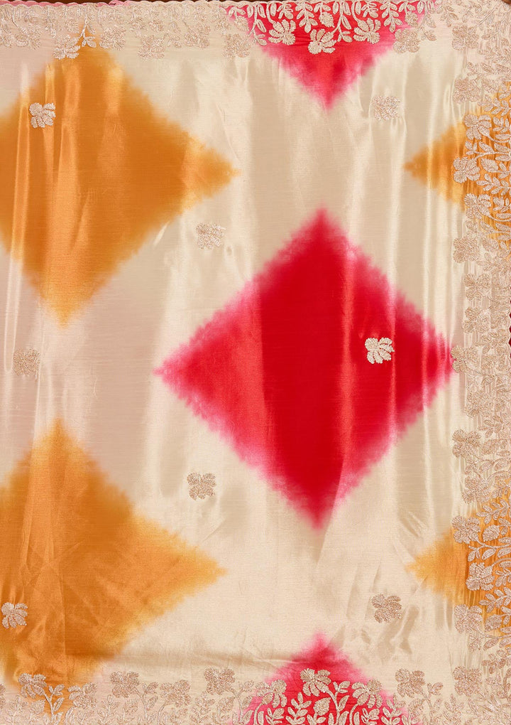 Red Gotapatti Crepe Saree-Koskii