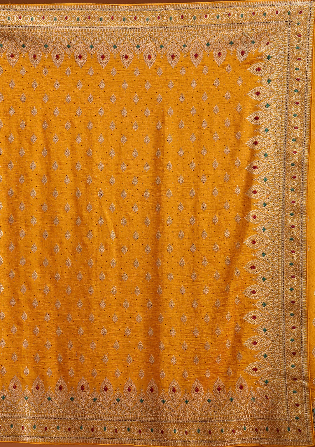 Mustard Zariwork (Gold) Soft Raw Silk Saree-koskii