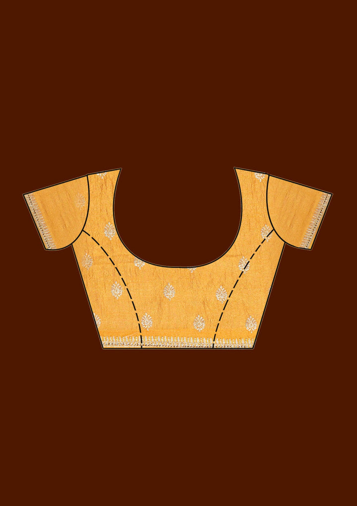Mustard Zariwork (Gold) Soft Raw Silk Saree-koskii