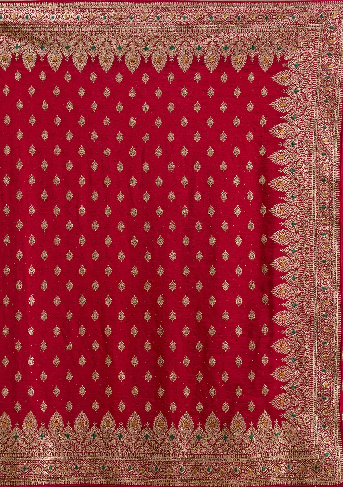 Red Zariwork (Gold) Soft Raw Silk Saree-koskii