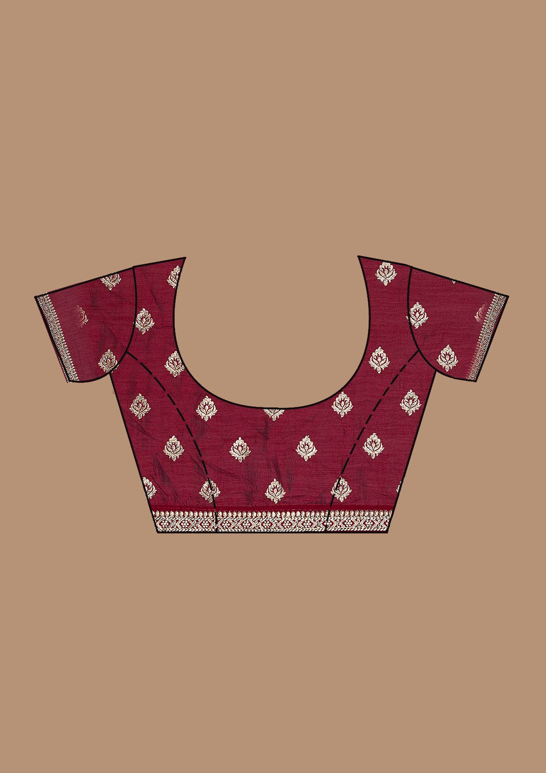 Maroon Zariwork (Gold) Soft Raw Silk Saree-koskii