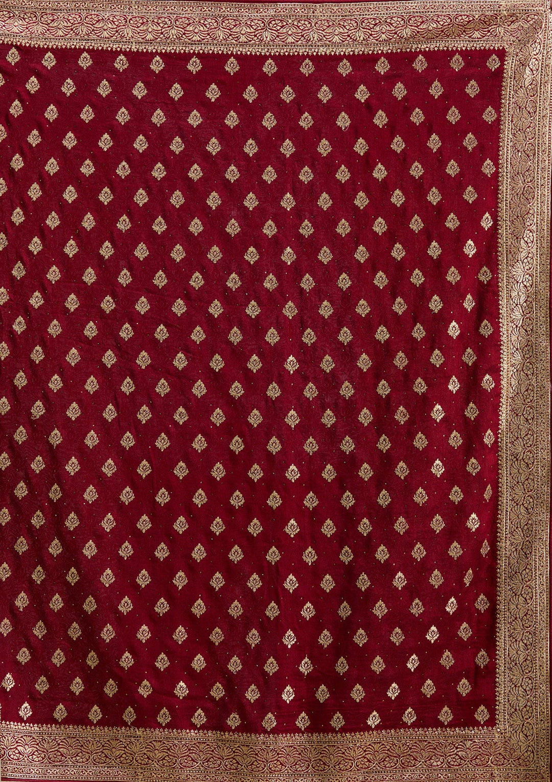 Maroon Zariwork (Gold) Soft Raw Silk Saree-koskii