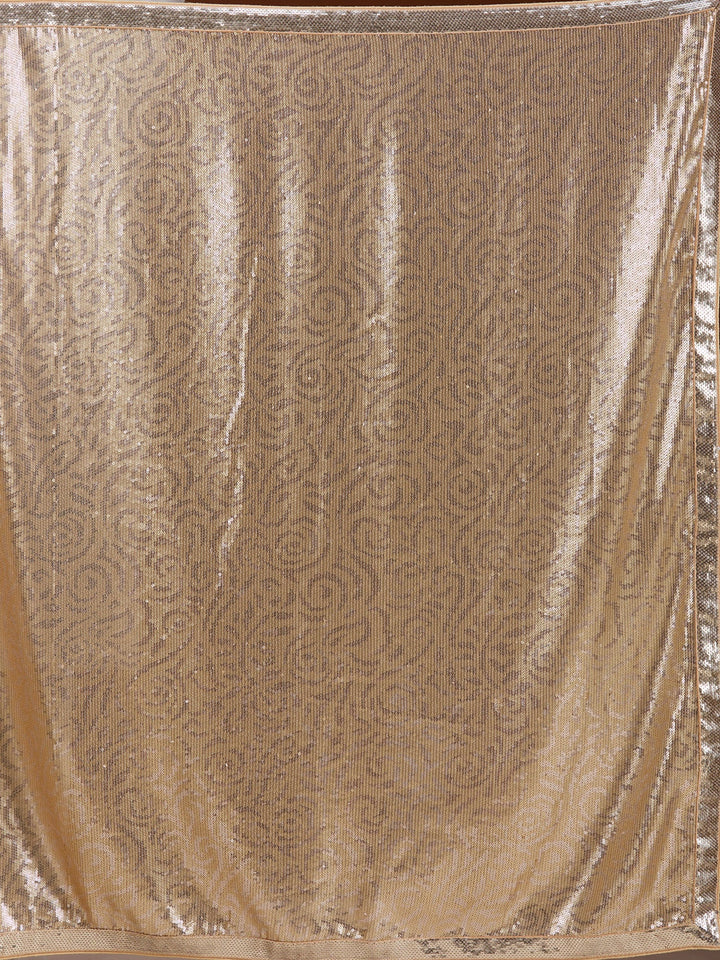 Beige Sequins Georgette Saree