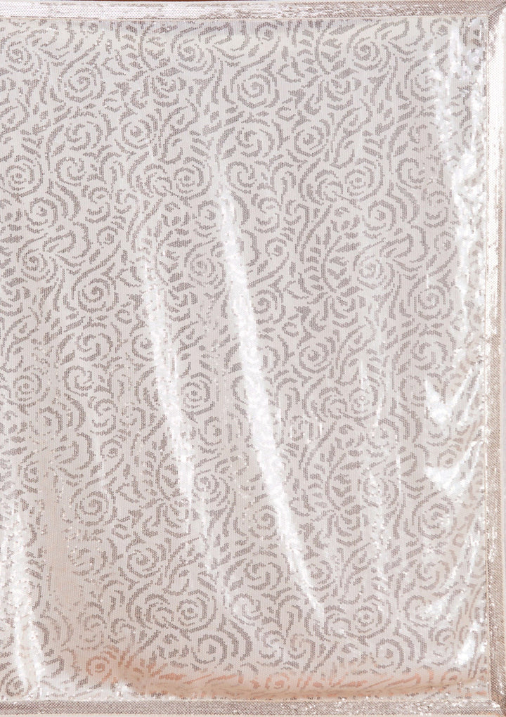 Off White Sequins Georgette Saree-koskii