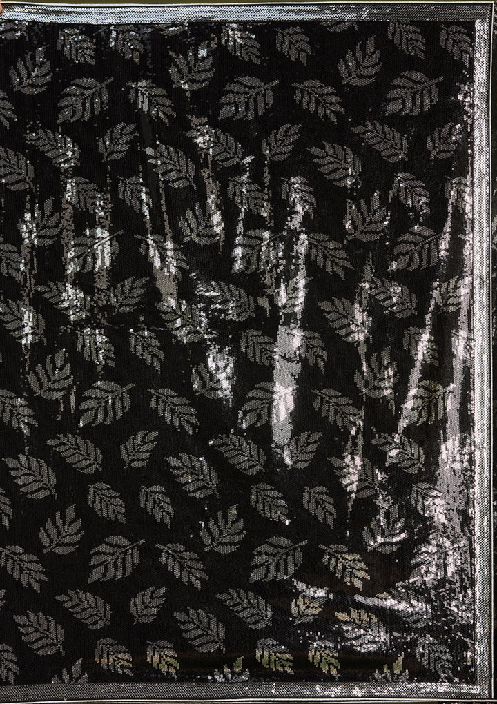 Black Sequins Georgette Saree
