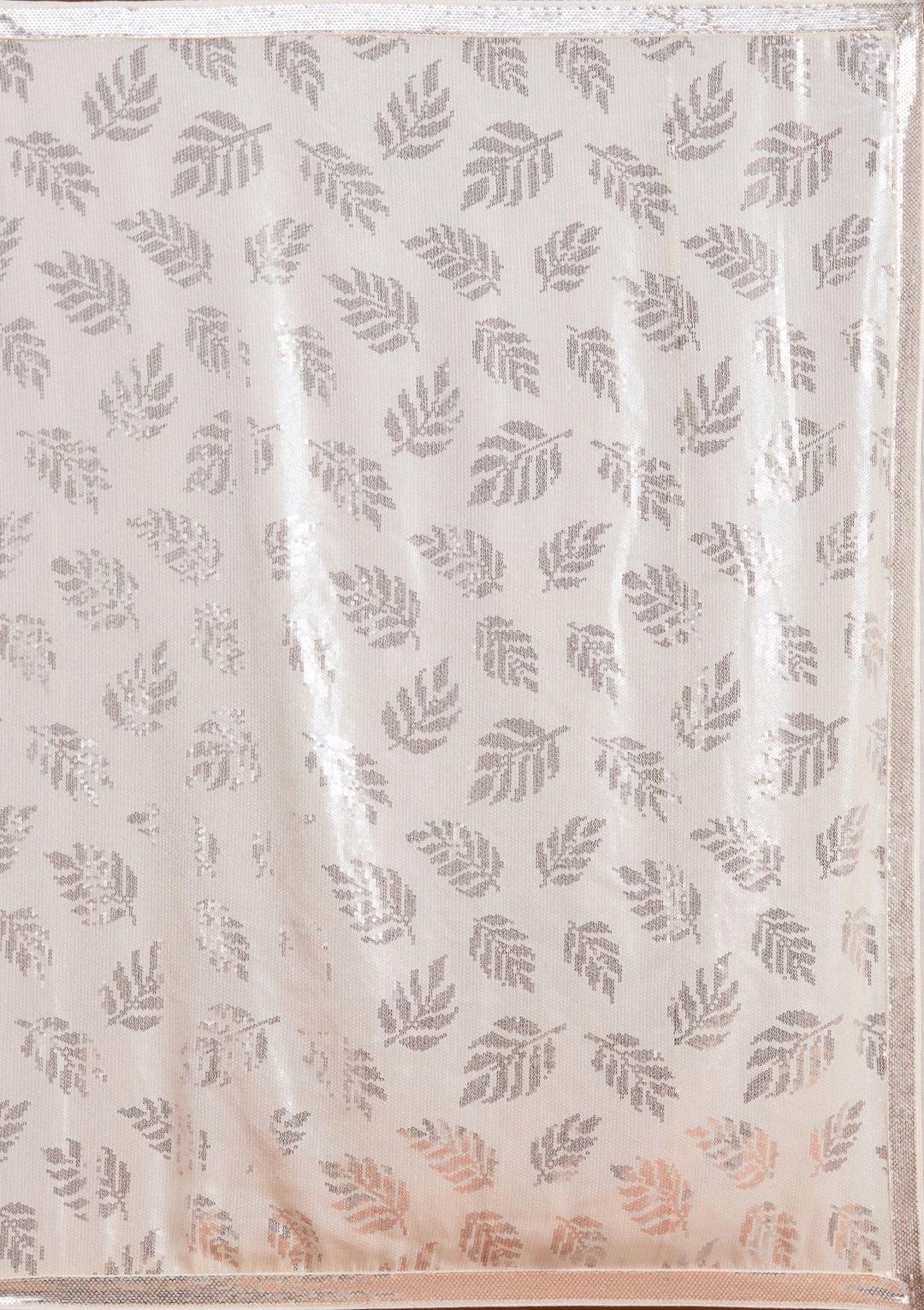 Off White Sequins Georgette Saree-koskii