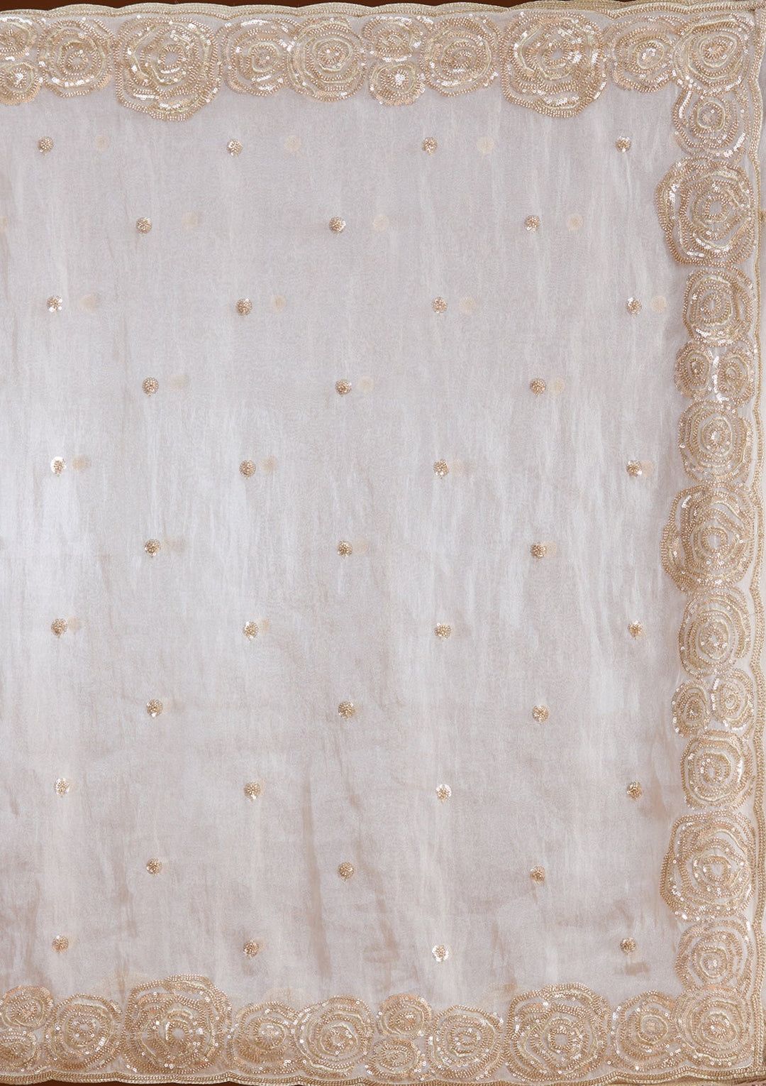 Light Peach Sequins Tissue Saree-koskii