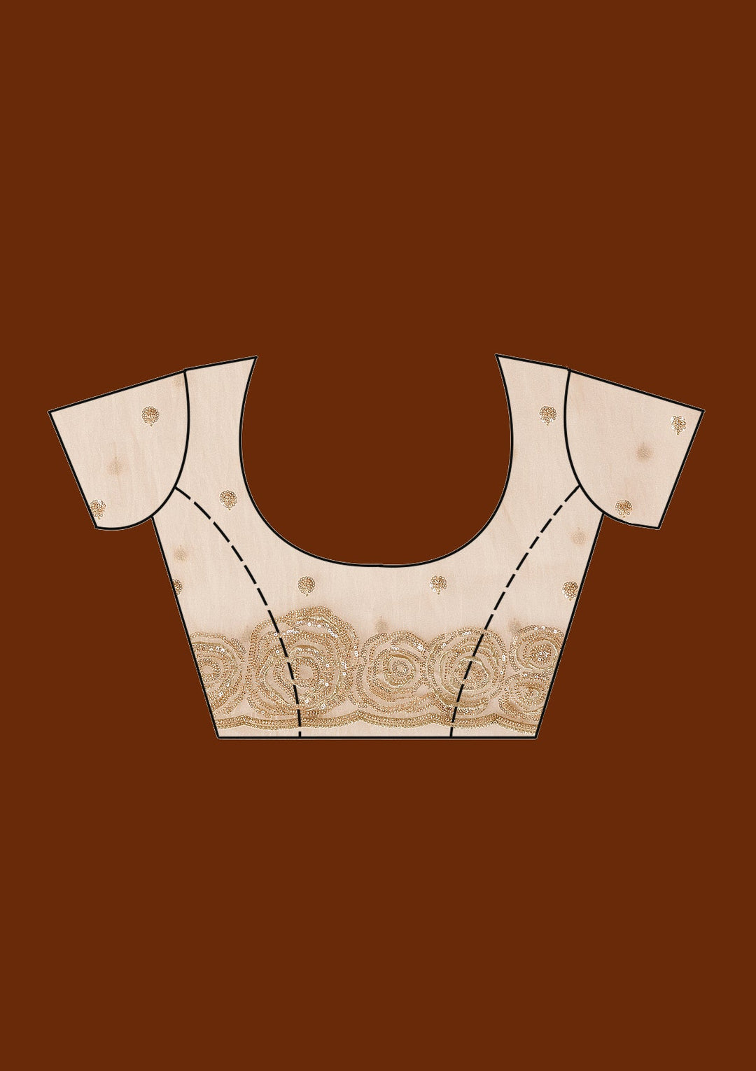 Light Peach Sequins Tissue Saree-koskii