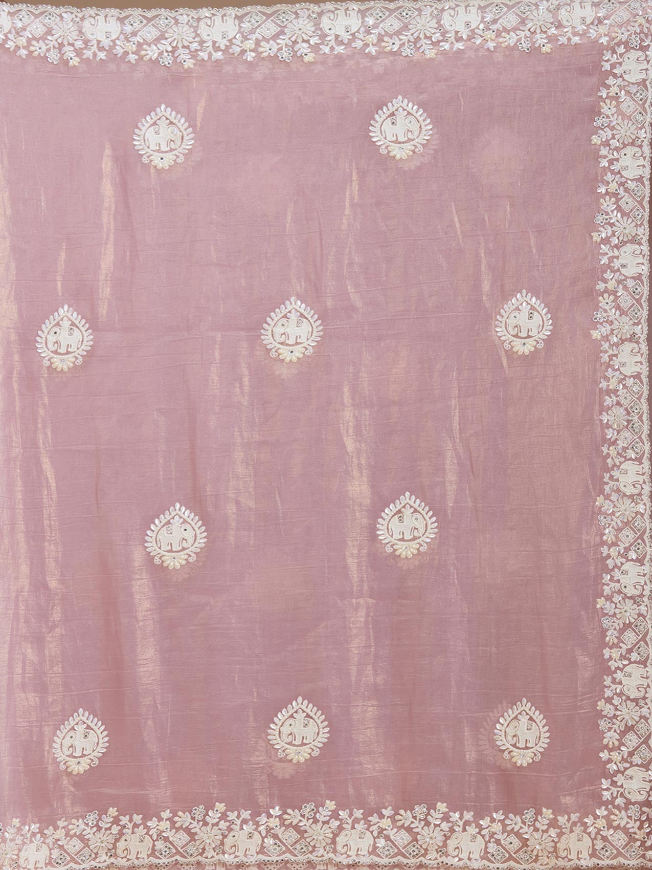 Mauve Pearlwork Tissue Saree-koskii