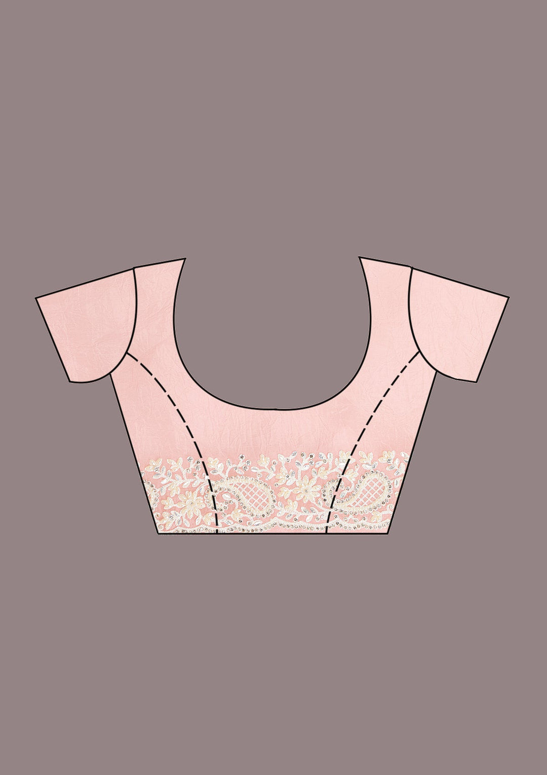 Baby Pink Pearlwork Tissue Saree-koskii