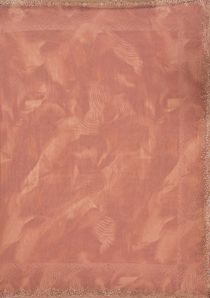 Onion Pink Stonework (Gold) Tissue Saree