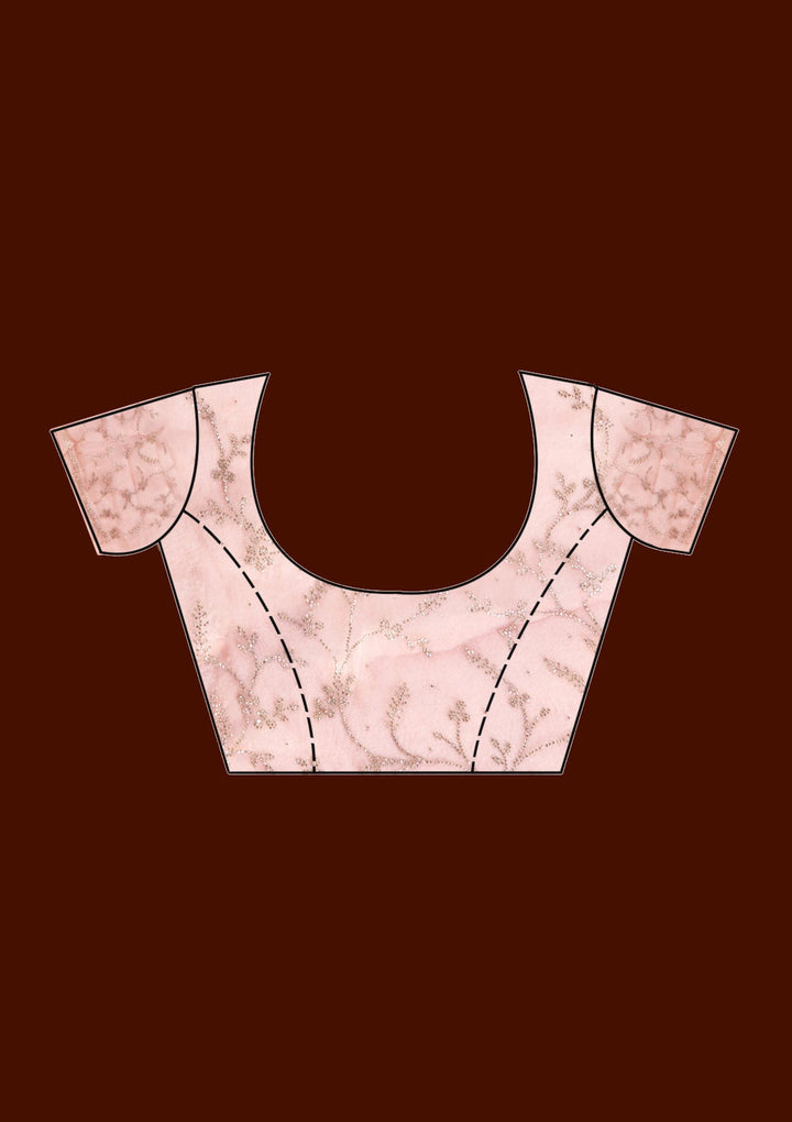 Onion Pink Stonework (Gold) Tissue Saree