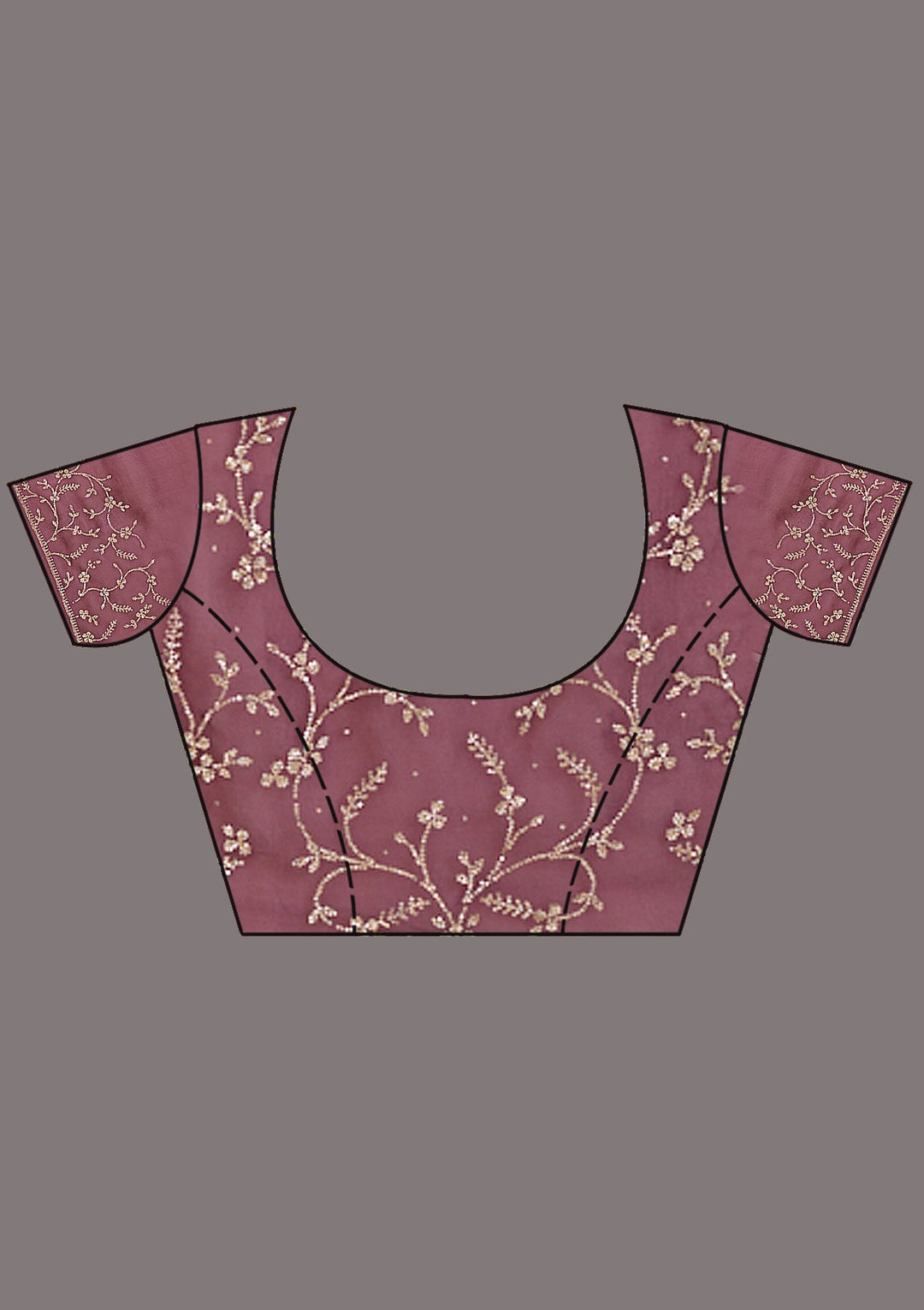 Gajari Pink Stonework (Gold) Tissue Saree_koskii