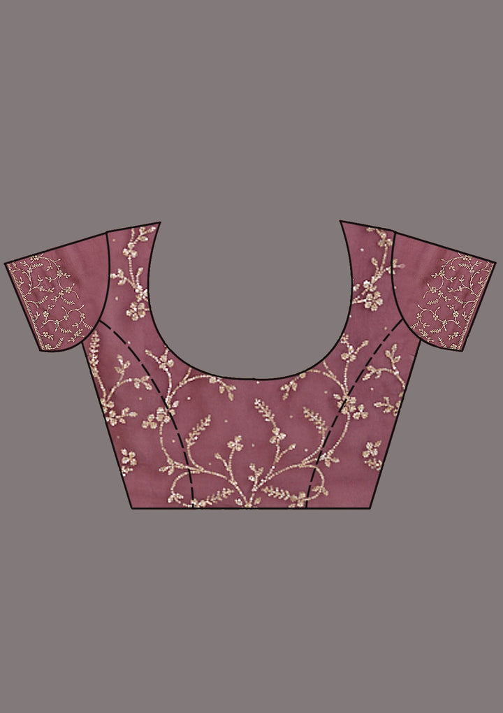Gajari Pink Stonework (Gold) Tissue Saree_koskii