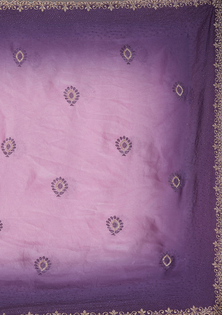 Light Lavender Stonework (Gold) Tissue Saree_koskii