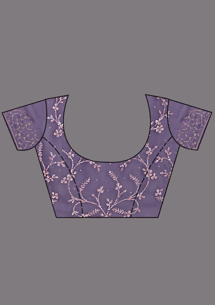 Light Lavender Stonework (Gold) Tissue Saree_koskii