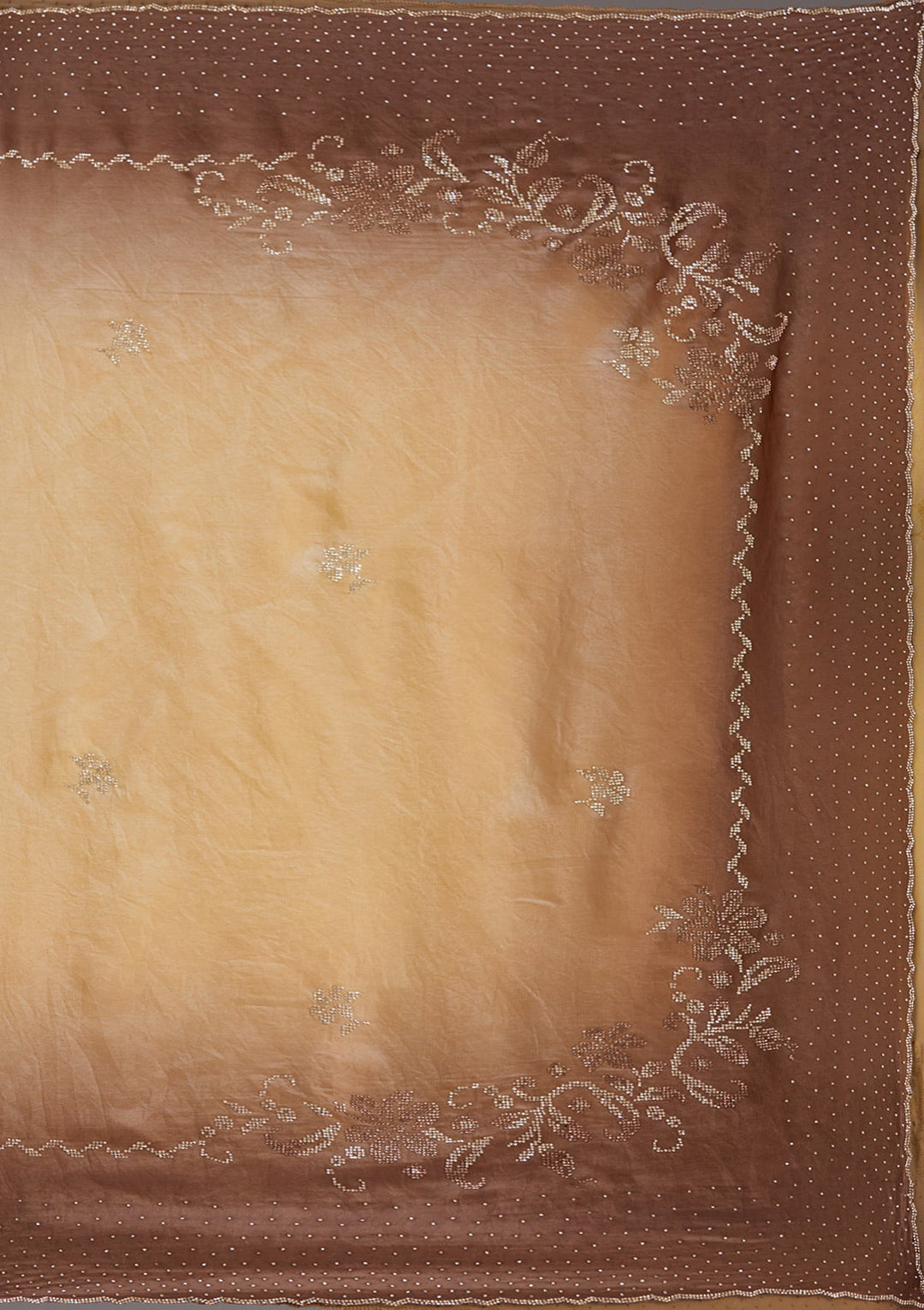 Beige Stonework (Gold) Tissue Saree_koskii