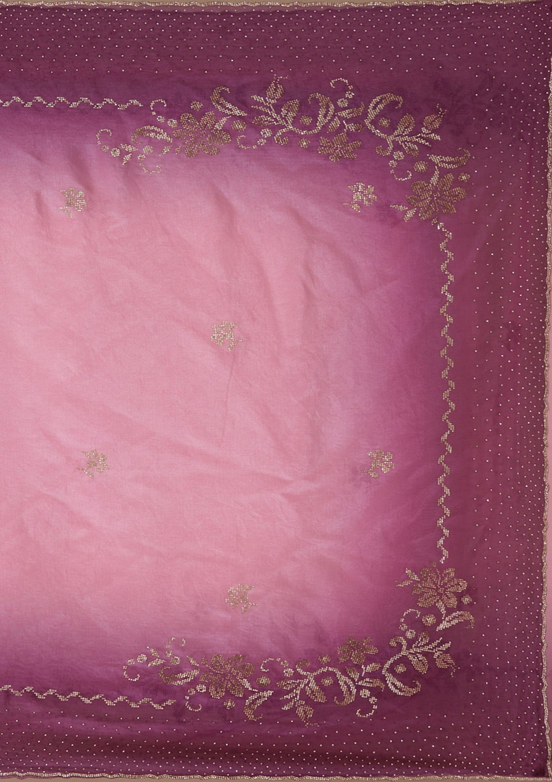 Pink Stonework (Gold) Tissue Saree_koskii