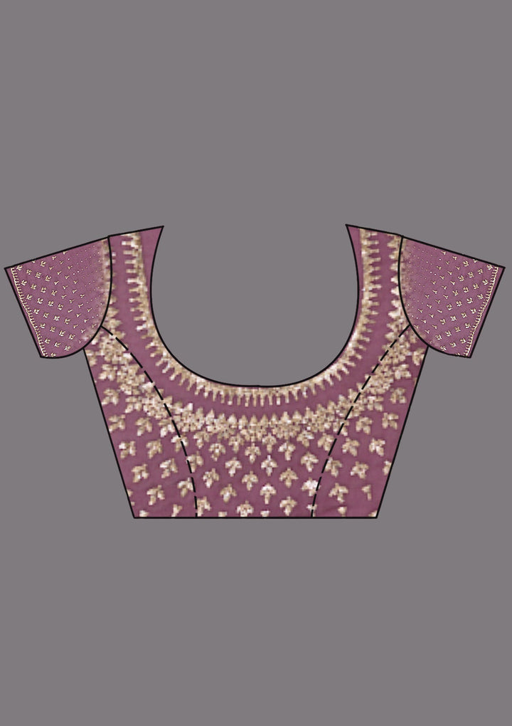 Pink Stonework (Gold) Tissue Saree_koskii