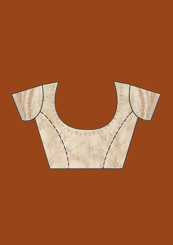 Teal Green Stonework (Silver) Tissue Saree