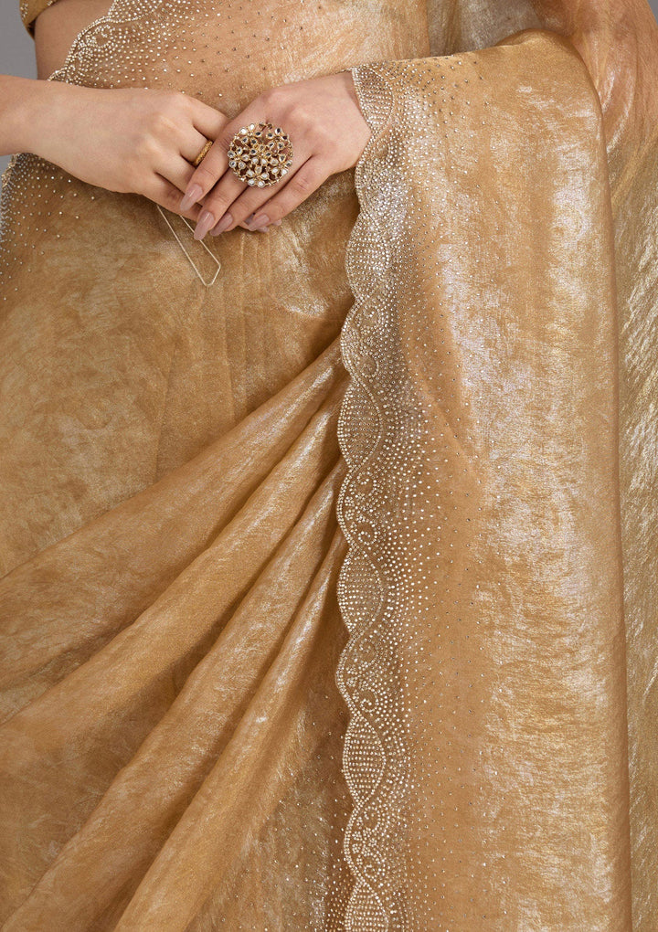 Gold Stonework (Gold) Tissue Saree_koskii
