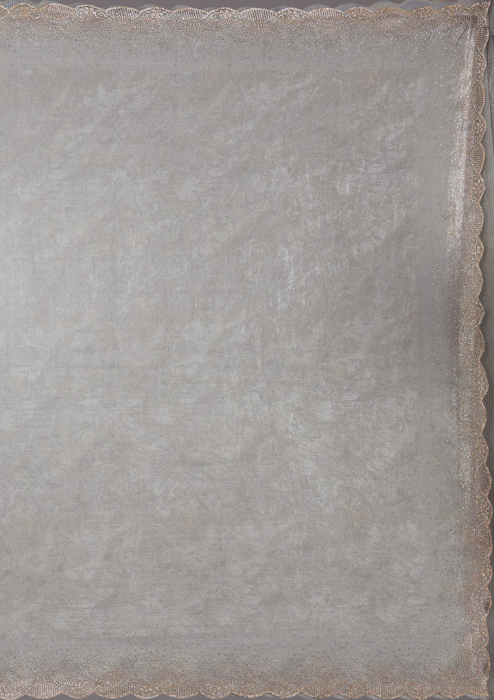 Grey Stonework (Gold) Tissue Saree_koskii