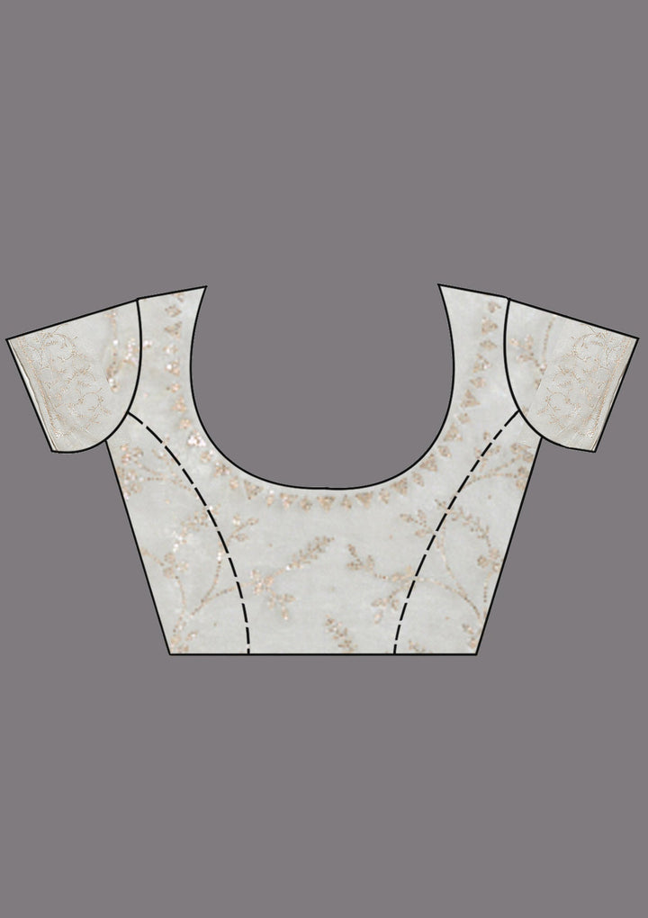 Grey Stonework (Gold) Tissue Saree_koskii