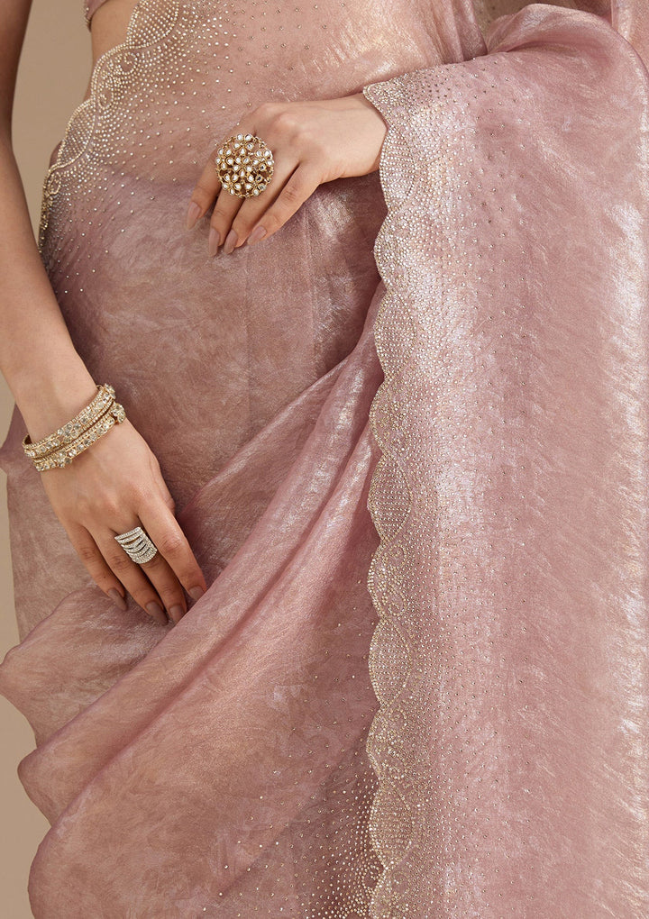 Mauve Stonework (Gold) Tissue Saree_koskii