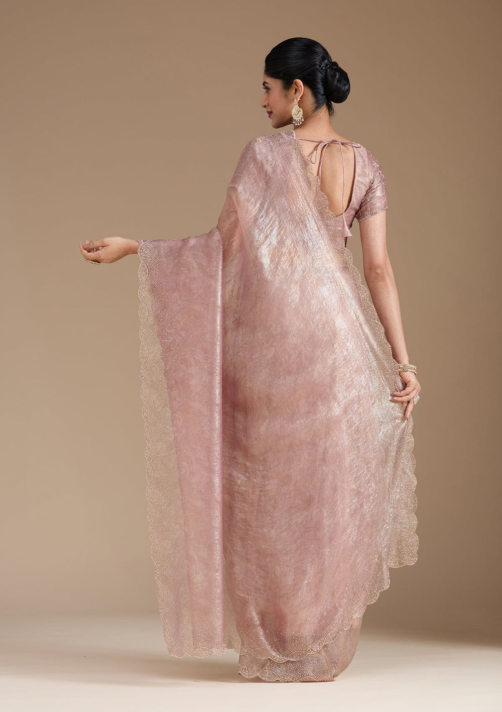 Mauve Stonework (Gold) Tissue Saree_koskii