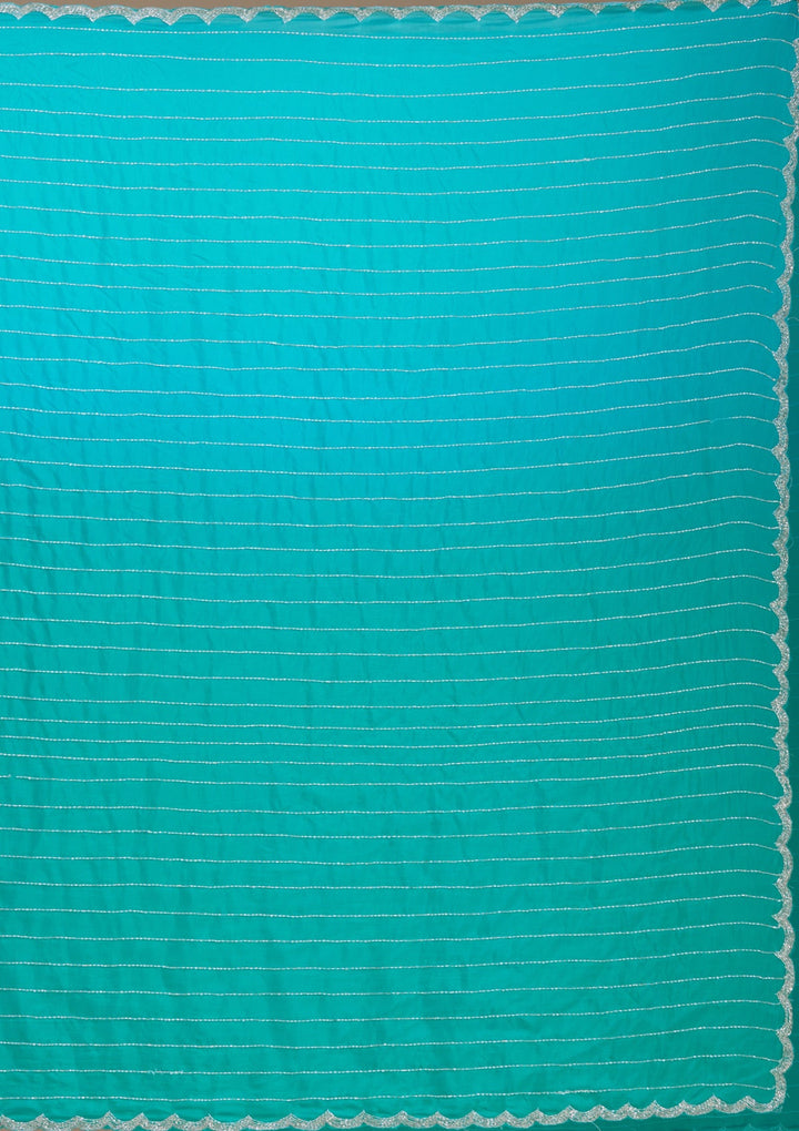 Blue Cutdana Crepe Saree_koskii