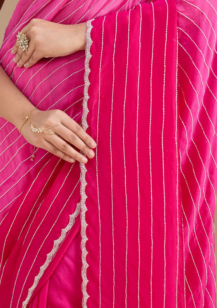 Rani Pink Cutdana Crepe Saree_koskii