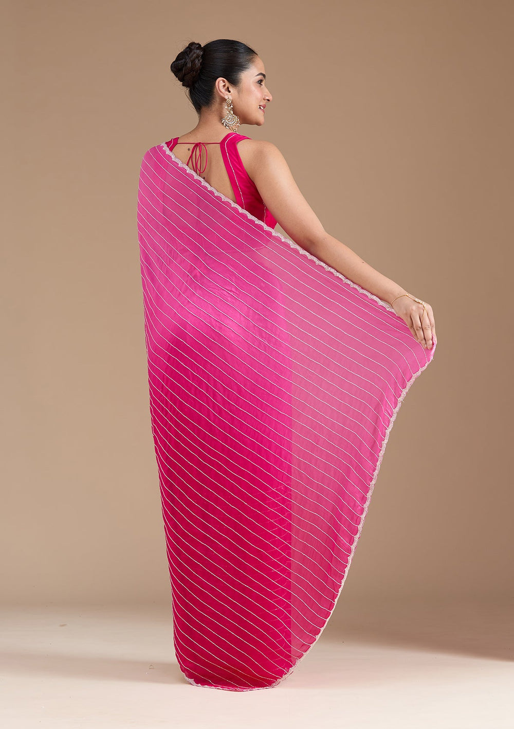 Rani Pink Cutdana Crepe Saree_koskii