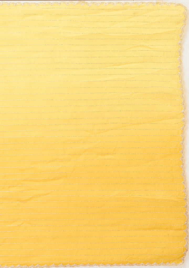 Yellow Cutdana Crepe Saree_koskii