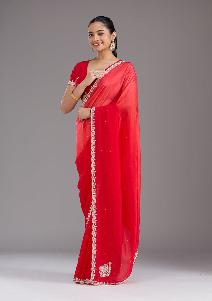Red Cutdana Satin Saree_koskii
