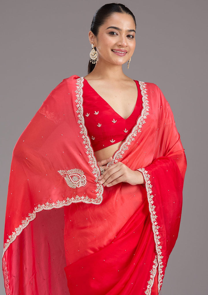 Red Cutdana Satin Saree_koskii