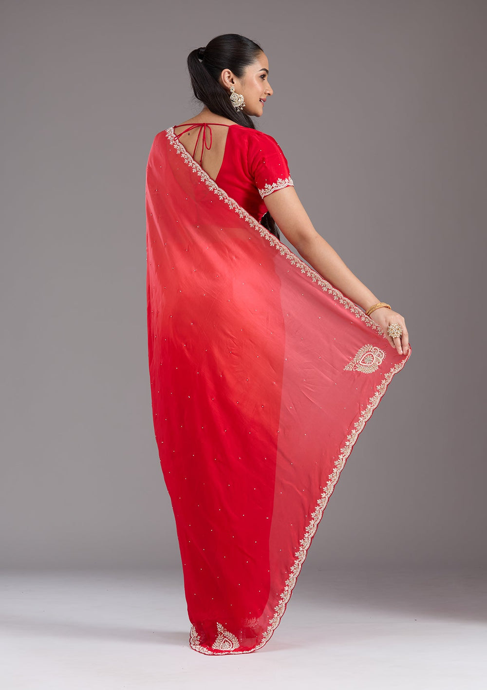 Red Cutdana Satin Saree_koskii