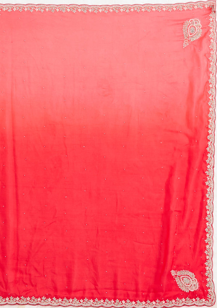 Red Cutdana Satin Saree_koskii