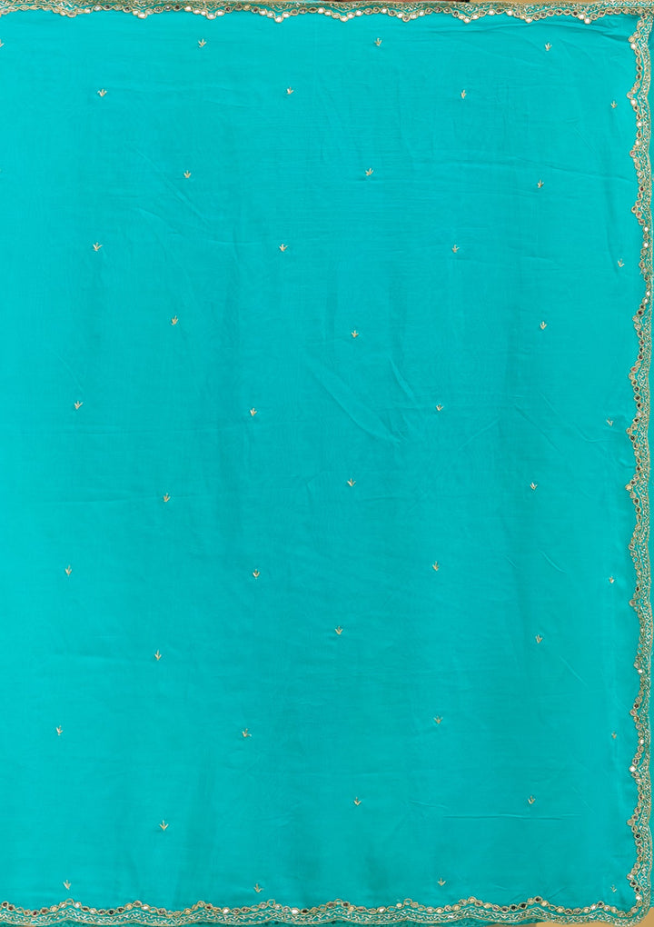 Blue Cutwork Tissue Saree