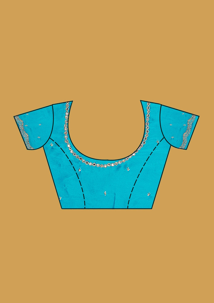 Blue Cutwork Tissue Saree