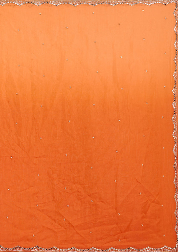 Orange Cutdana Satin Saree_koskii