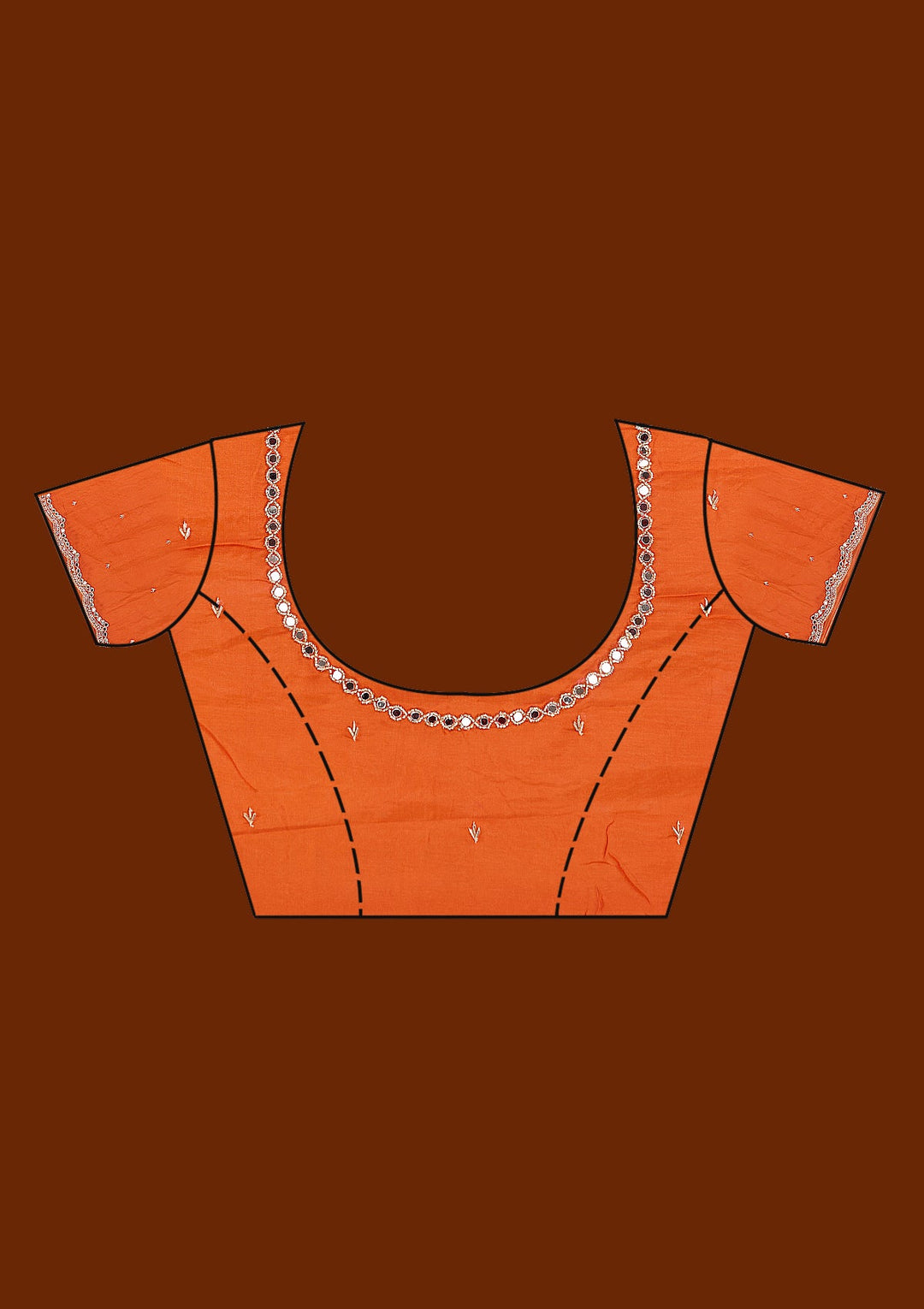 Orange Cutdana Satin Saree_koskii